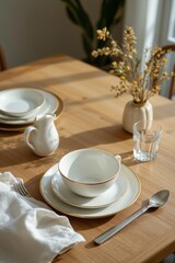 Elegant Table Setting with Golden Trim