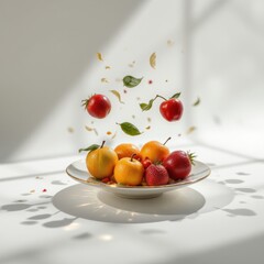 Floating Fruits and Berries Still Life