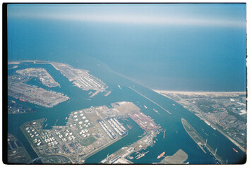Aerial View of a the commercial Port of Rotterdam 