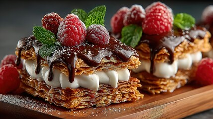 Fototapeta premium Beach with yellow lounge chairs and umbrellas near colorful buildings on a sunny day.