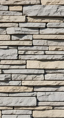 Obraz premium Stone Wall Texture Masonry Pattern Light Beige Grey Vertical