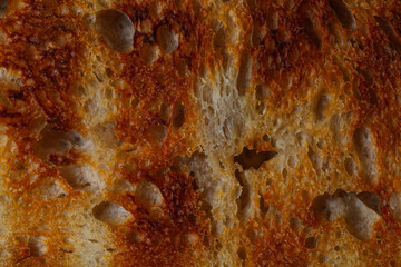 close up of a slice of toasted sourdough bread