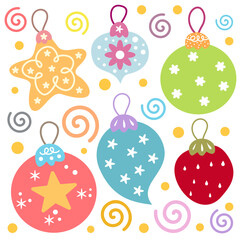 vector illustration set of christmas ornaments