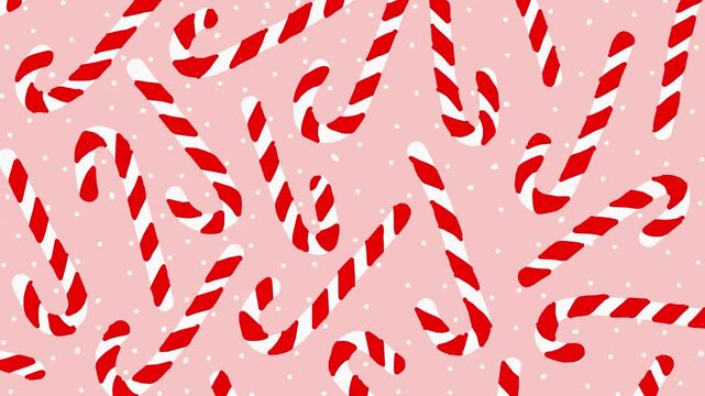 Wiggly hand drawn sweet candy cane stick pattern background 