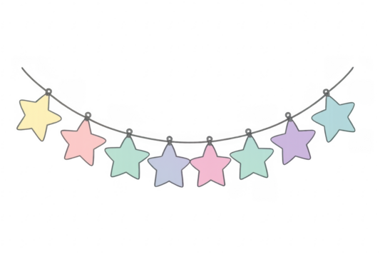 Pastel star banner garland hanging string decoration - Powered by Adobe