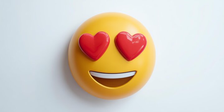 A vibrant and cheerful emoji featuring hearts in its eyes, symbolizing love and affection in modern communication. - Powered by Adobe