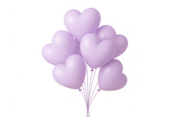 Lilac heart balloons bunch for love celebration transparent