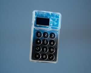 Bitcoin cold storage hardware wallet blue highlight