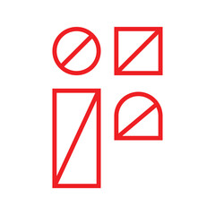 Set design line border red unique isolated