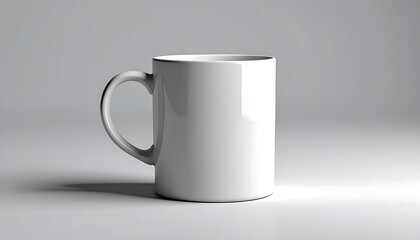 White Ceramic Mug on a White Surface in Soft Lighting.