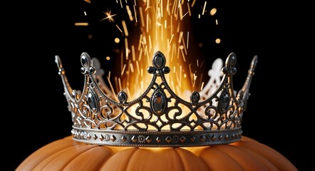 A Stunning Crown on a Pumpkin with Captivating Spark Effects to Enhance its Beauty