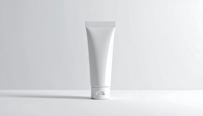 White Cosmetic Cream Tube Mockup on White Background.