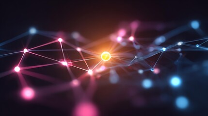Abstract digital network illustration with vibrant nodes showcasing interconnected data exchange in modern technology.