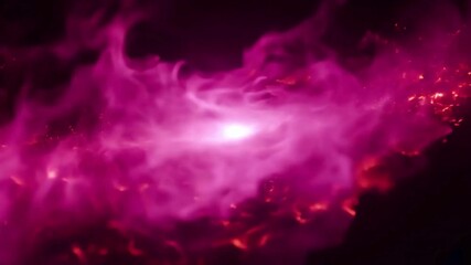 A mystical and ethereal video of a glowing pink energy vortex or nebula swirling with red light and particles, creating a captivating and cosmic abstract scene - Powered by Adobe