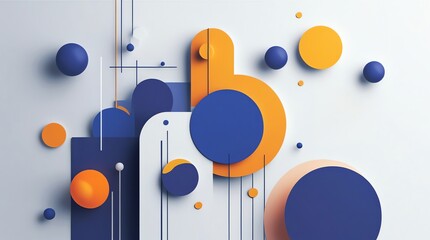 Abstract geometric composition of spheres and rounded rectangles