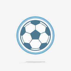 Obraz premium Illustrative Soccer Ball Emblem with Blue and White Hexagonal Pattern and Circular Border