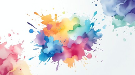 Fototapeta premium Vibrant watercolor splatters in a rainbow of colors