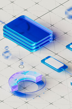 Blue Gradient Blocks and Virtual Chart UI