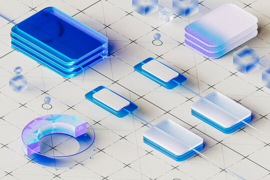 Futuristic 3D Data Interface Elements