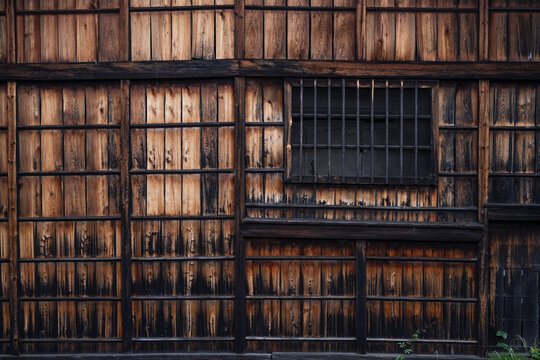 Fototapeta Old Wooden Wall And Window In Japan