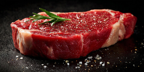 Raw denver steak on black background