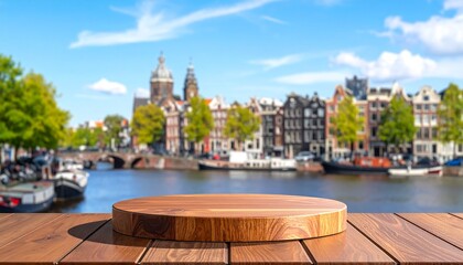Amsterdams Waterside View on Wooden Stage