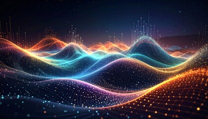 Luminous digital terrain radiates vibrancy