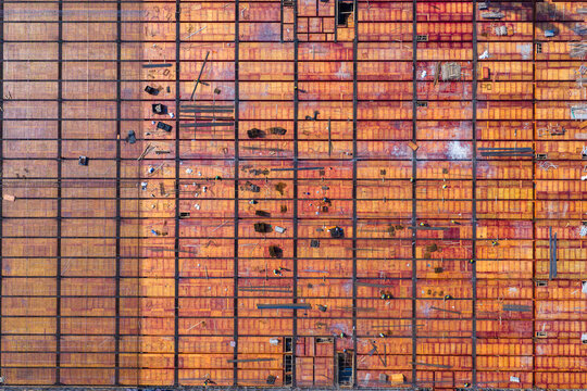 Aerial view of construction formwork at building site