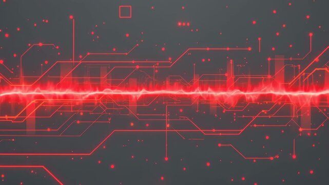 Digital pulse: A vibrant digital pulse, glowing red against a dark background, symbolizes the fast-paced and dynamic world of technology. 