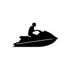 Naklejka premium Jet ski rider silhouette on white background watercraft sport.