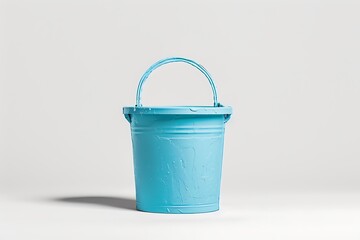 Aged blue bucket showing paint wear high resolution picture