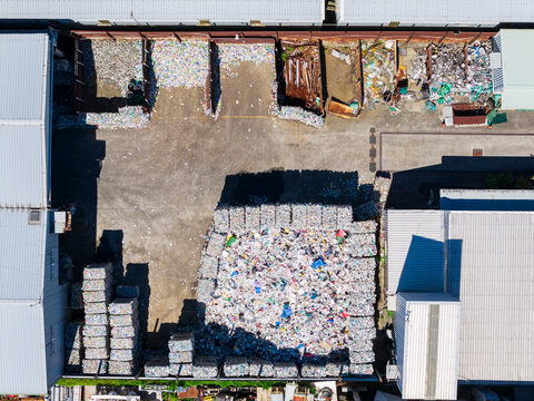 Plastic Recycling Facility Aerial View of Waste Management