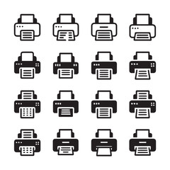 printer glyph collection black white vector icons for apps dashboards controls ai eps jpeg