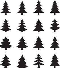 black tree silhouettes vector pack ai eps jpeg png simple pine evergreen icons for logos and decor
