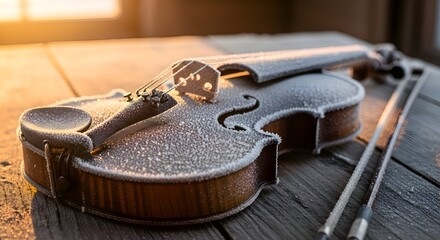 Frost-Kissed Violin: Golden Light on a Winter's Morning