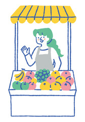 Woman selling fruit at the market_color