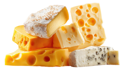 Assorted Cheese isolated on transparent background Remove png, Clipping Path, pen tool