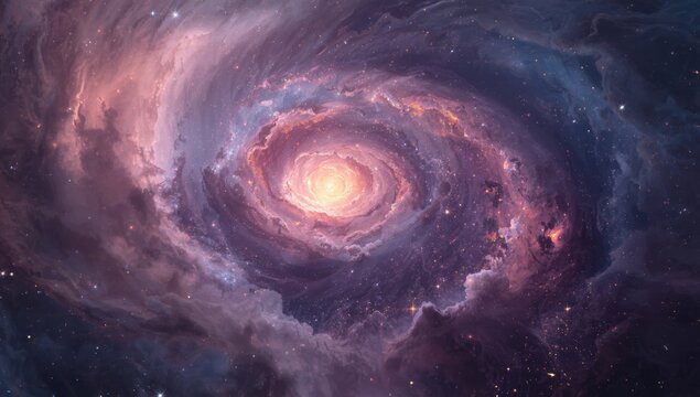 A Stunning View of a Distant Galaxy's Swirling Arms and Bright Core Illuminated by Cosmic Light in Deep Space