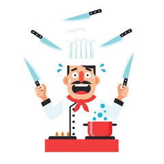 Chef Juggling Knives