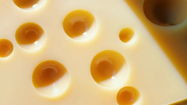 closeup texture of emmental cheese. abstract background trendy butter yellow color