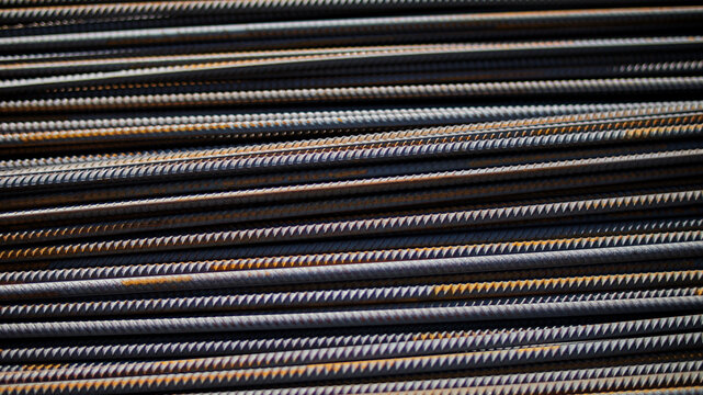 Stacked Steel Rebars
