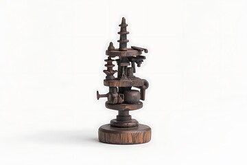 Obraz premium Handcrafted wooden chess bishop statue design high resolution picture