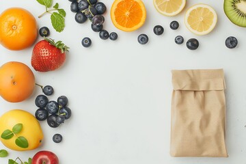 Healthy fruit bag on surface high resolution picture