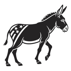 Obraz premium Democratic donkey silhouette with american flag tail