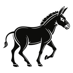 Fototapeta premium Stylized black silhouette of a donkey in motion