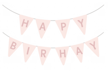 Happy birthday banner decoration, pink string bunting flags