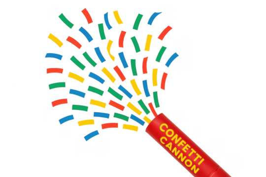 Confetti cannon shooting colorful party streamers celebration