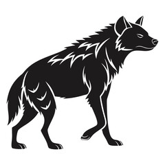 Stylized black silhouette of a hyena walking
