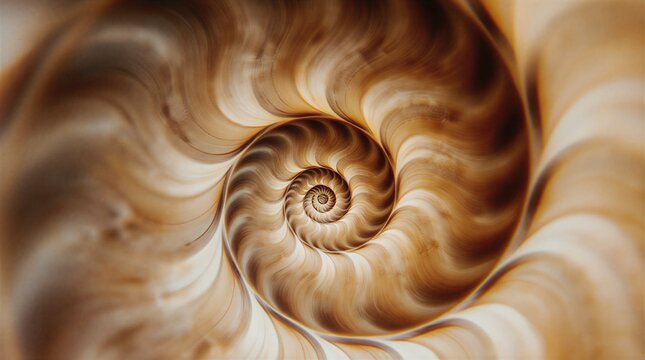 intricate nautilus shell spiral, creamy chambers reveal natural geometry and subtle elegance | nature, science, design, pattern, beauty theme