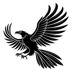 Stylized black eagle in flight with wings spread